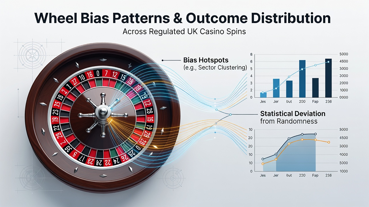 Statistical charts and graphs displaying outcome distribution data from roulette wheel testing in casino environments